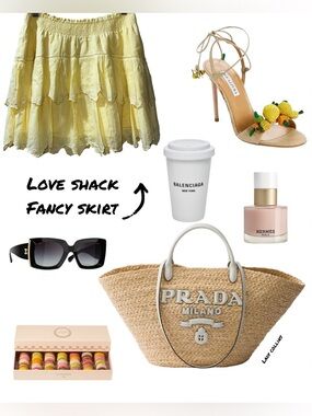 Love Shack Fancy Yellow Tiered Skirt